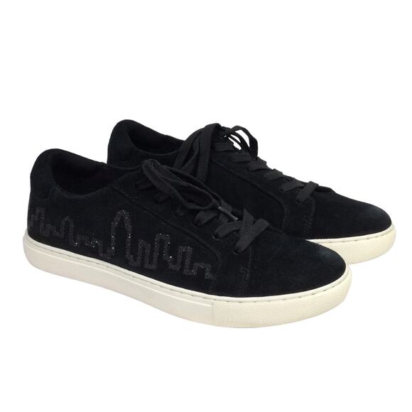 Kenneth Cole New York Kam Sky Black Skyline Suede Lace Up Fashion Sneaker 8M